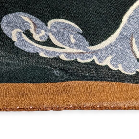 Anne Klein Silk Palas Baroque Geometric Scarf ~ gold deep teal cream and forest - Picture 9 of 9